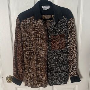 Allison Taylor Brown and Black Silk Blouse leopard size medium